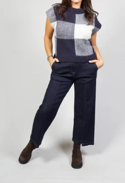 Collectors Club Jumpers^Knitted Vest Checked Jaquard in Navy