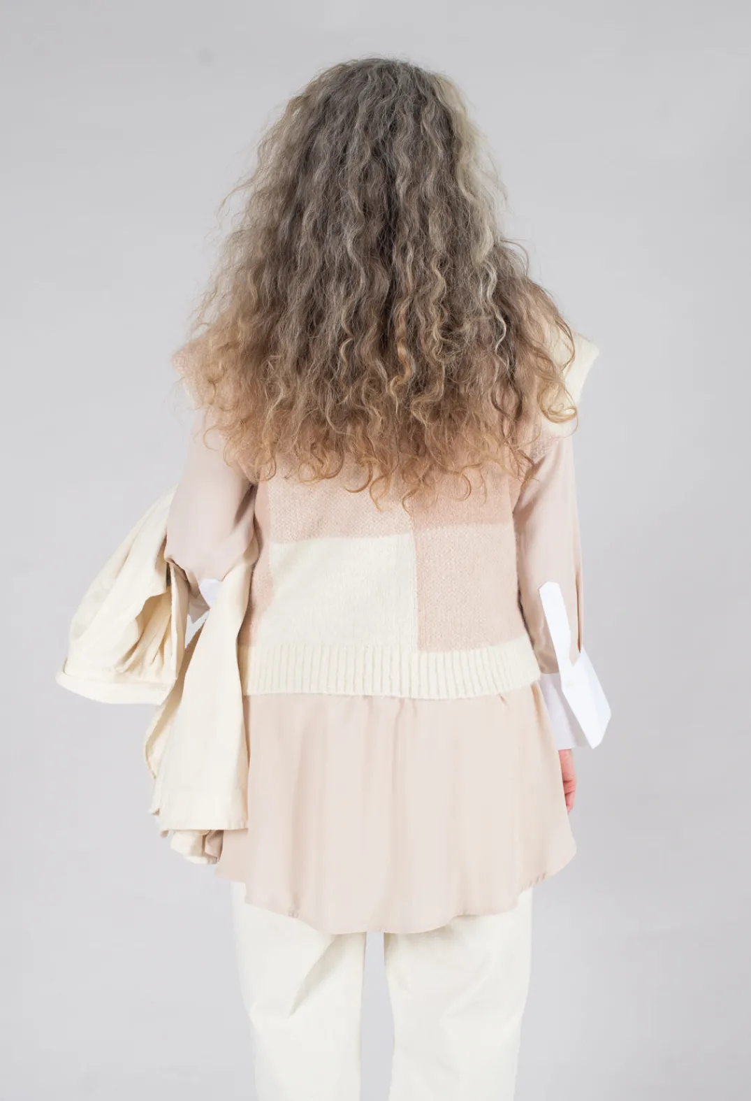 Collectors Club Jumpers^Knitted Vest Checked Jaquard in Beige