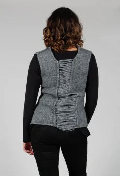 Isabel Benenato Tops^Knitted Vest with Ladder Feature in Grey