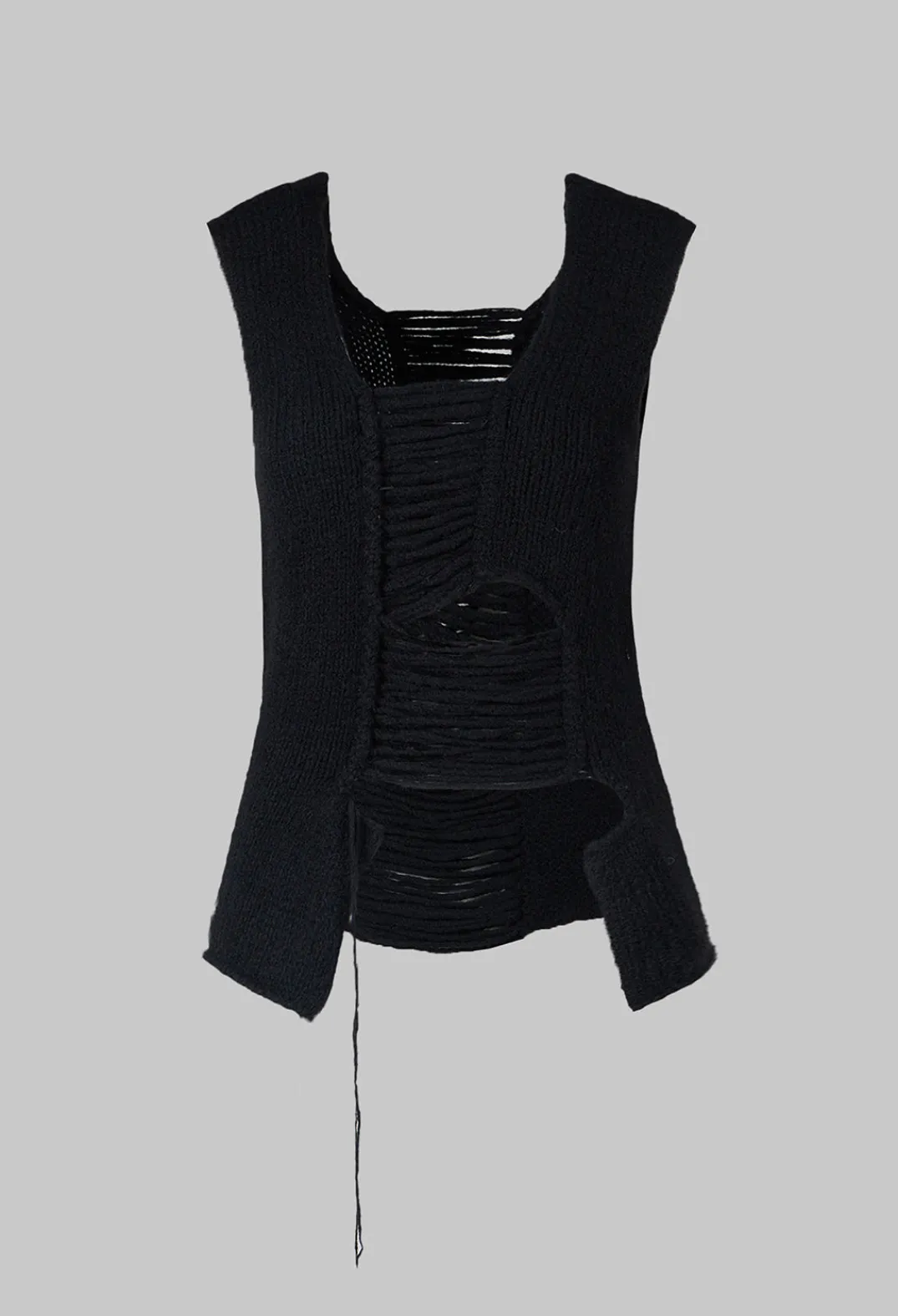 Isabel Benenato Tops^Knitted Vest with Ladder Feature in Black