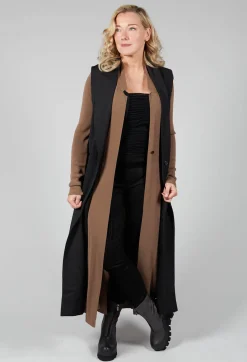 Isabel Benenato Tops^Knitted Vest with Ladder Feature in Black