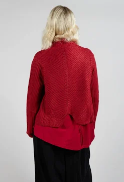 Moyuru Cardigans^Knitted Wave Cardigan in Red