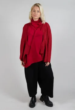 Moyuru Cardigans^Knitted Wave Cardigan in Red
