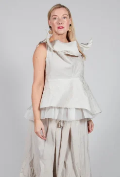 Bize Tops^Lace Cowl Neckline Top in Grey