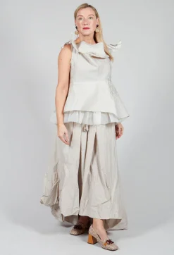Bize Tops^Lace Cowl Neckline Top in Grey