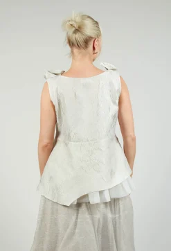 Bize Tops^Lace Cowl Neckline Top in Grey