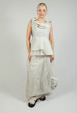 Bize Tops^Lace Cowl Neckline Top in Grey