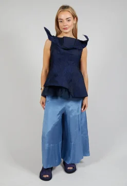 Bize Tops^Lace Cowl Neckline Top in Blue