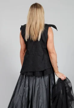 Bize Tops^Lace Cowl Neckline Top in Black