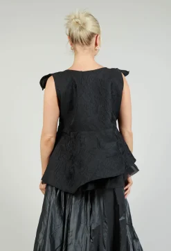 Bize Tops^Lace Cowl Neckline Top in Black