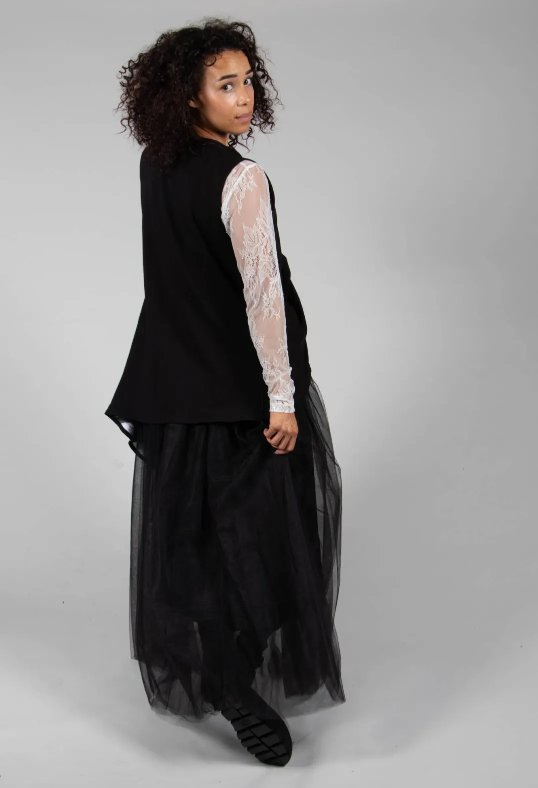 Sanctamuerte Tops^Lace Long Sleeve T-Shirt in Pizzo Panna