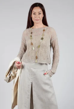 Sarah Pacini Jumpers^Lace Round-Neck Jumper in Mastic