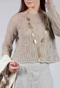 Sarah Pacini Jumpers^Lace Round-Neck Jumper in Mastic
