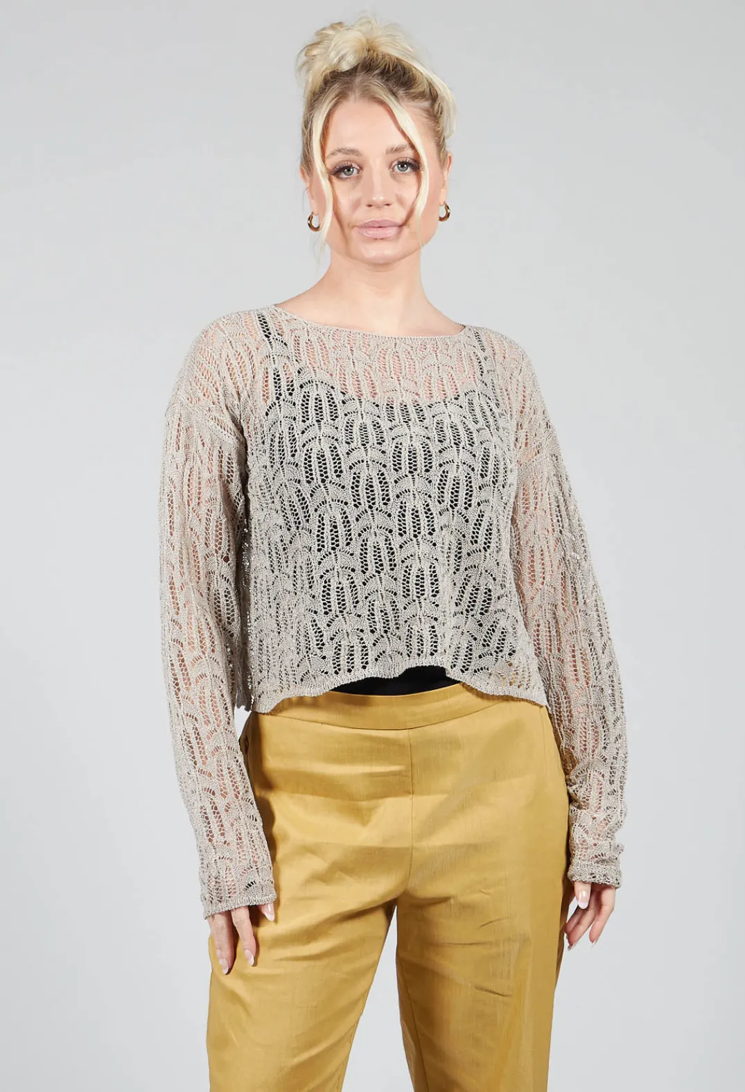 Sarah Pacini Jumpers^Lace Round-Neck Jumper in Mastic