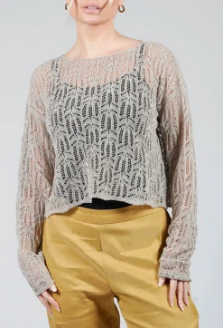 Sarah Pacini Jumpers^Lace Round-Neck Jumper in Mastic