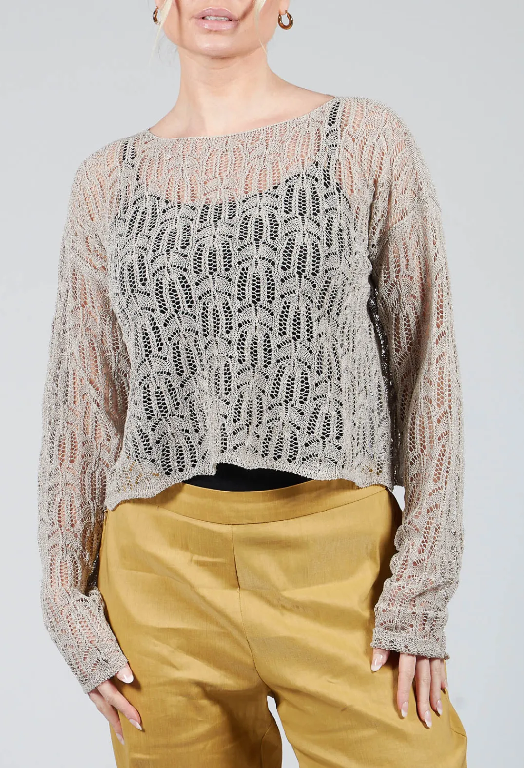 Sarah Pacini Jumpers^Lace Round-Neck Jumper in Mastic