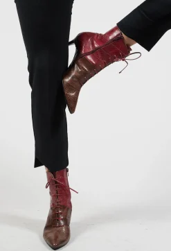 Maliparmi Heels|Boots^Lace Up Ankle Boot Heels in Marrone / Fuxia