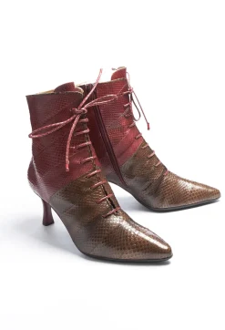 Maliparmi Heels|Boots^Lace Up Ankle Boot Heels in Marrone / Fuxia