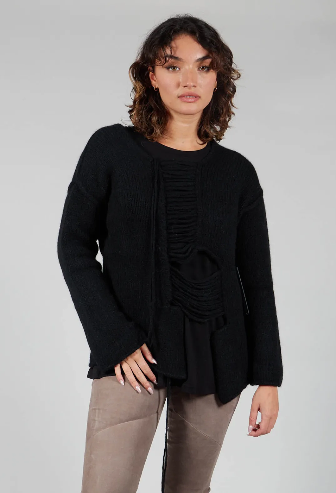 Isabel Benenato Tops^Ladder Feature Jumper in Black