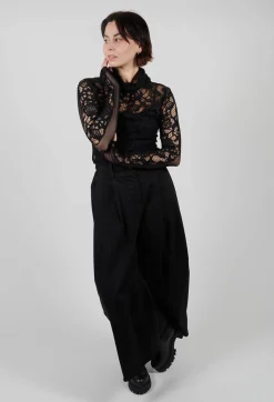 Sanctamuerte Tops^Lady Bodysuit in Pizzo Macrame Cinigliato and Tulle Nero