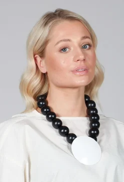 Katerina Vassou Necklaces^Large Beaded Necklace with Black Pendant in Black
