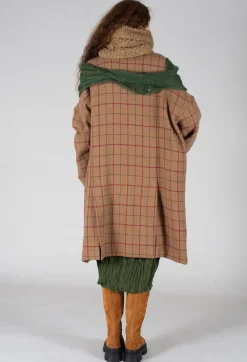 Album Di Famiglia Coats^Large Tartan Wool Coat in Cookie