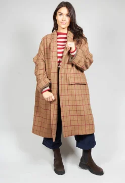 Album Di Famiglia Coats^Large Tartan Wool Coat in Cookie