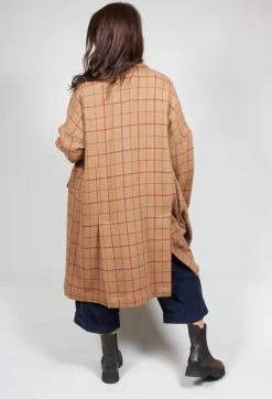 Album Di Famiglia Coats^Large Tartan Wool Coat in Cookie