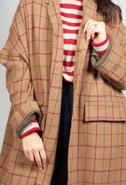 Album Di Famiglia Coats^Large Tartan Wool Coat in Cookie