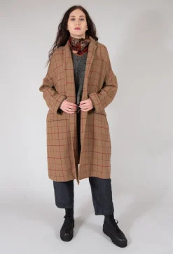Album Di Famiglia Coats^Large Tartan Wool Coat in Cookie