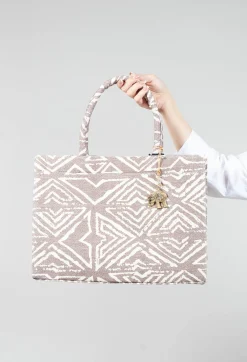 Anokhi Bags^Large Tote Bag with Print in Brown