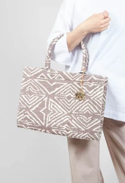 Anokhi Bags^Large Tote Bag with Print in Brown