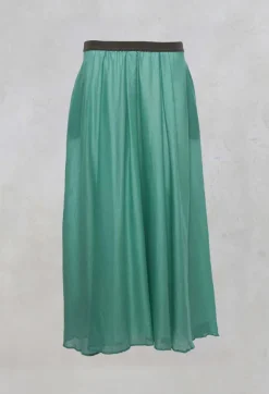 Niù Skirts^Layered Maxi Skirt with Contrast Waistband in Emerald
