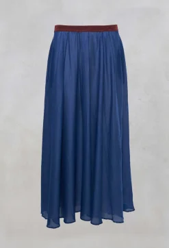 Niù Skirts^Layered Maxi Skirt with Contrast Waistband in Bluette