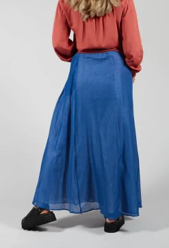 Niù Skirts^Layered Maxi Skirt with Contrast Waistband in Bluette
