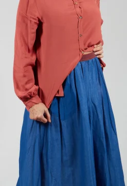 Niù Skirts^Layered Maxi Skirt with Contrast Waistband in Bluette