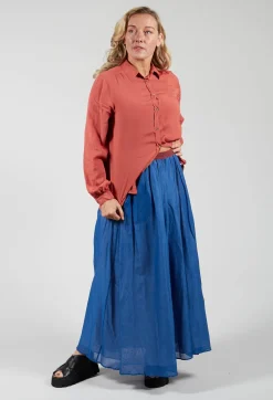 Niù Skirts^Layered Maxi Skirt with Contrast Waistband in Bluette