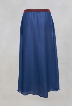 Niù Skirts^Layered Maxi Skirt with Contrast Waistband in Bluette