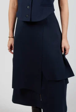 Mei Meij Skirts^Layered Scuba Skirt in Blue Nights