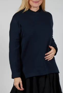 Mei Meij Shirts & Blouses^Layered Scuba Top in Blue Nights