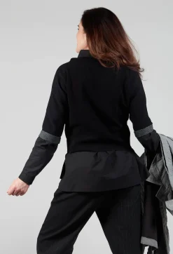 Sarah Pacini Knitwear|Jumpers^Leaf Print Sweater in Black