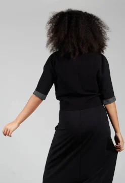 Sarah Pacini Knitwear|Jumpers^Leaf Print Sweater in Black