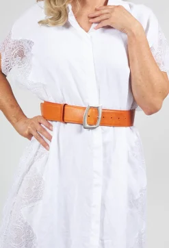 Beatrice B Belts^Leather Belt in Orange
