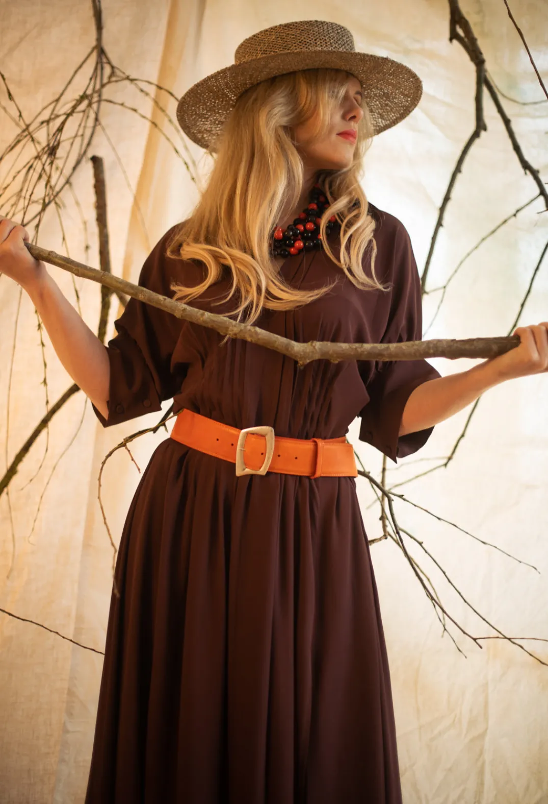 Beatrice B Belts^Leather Belt in Orange