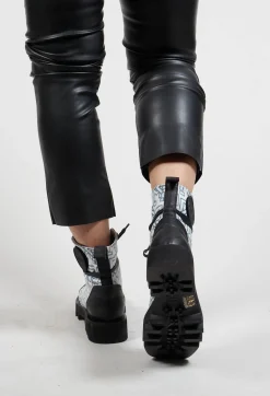 Malloni Boots^Leather Motif Ankle Boots in Slodi Black / Los Angeles White