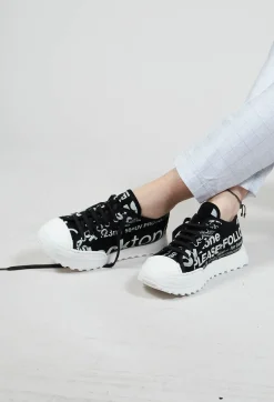 Rundholz Black Label Trainers^Leather Pumps with Lettering Motif in Black Print