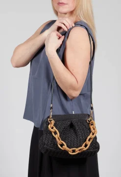 Via Mailbag Bags^Lia Knit Bag in Black