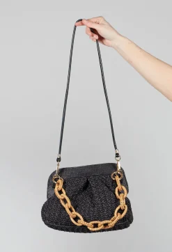Via Mailbag Bags^Lia Knit Bag in Black