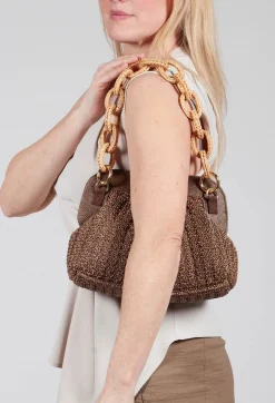 Via Mailbag Bags^Lia Knit Bag in Brown