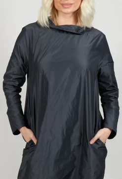 Hindahl u0026 Skudelny Dresses^Light Taffeta Dress with Cowl Neck in Anthra